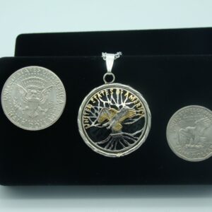 Tree of Life Half Dollar Pendant with Eagle by Two Feathers Coin Art