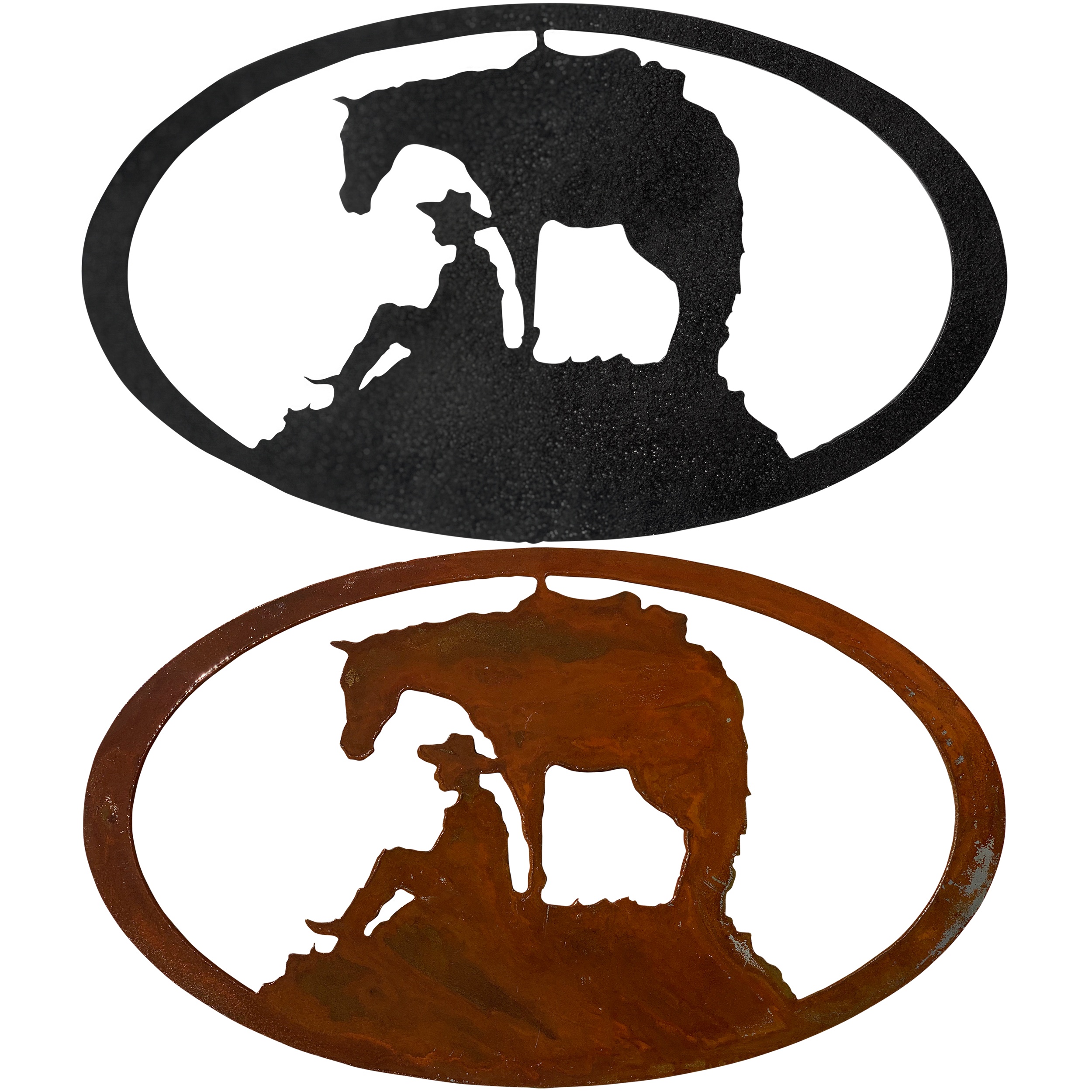 Horse and Cowboy Oval by Dugout Creek Designs