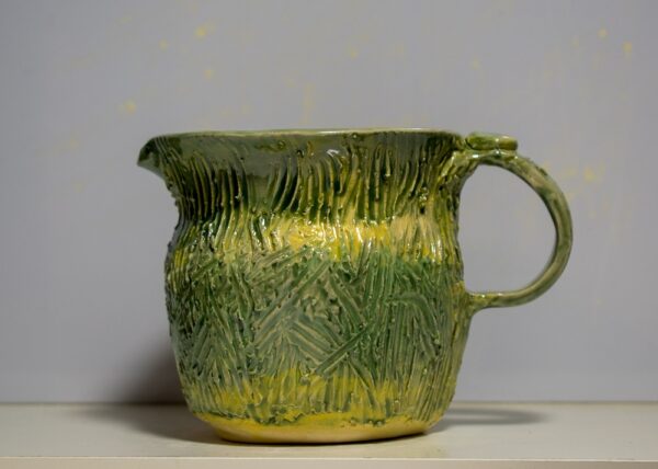 Green Textured Pitcher by Neena Plant Pottery