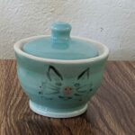 Teal Kitty Sugar Bowl by Neena Plant Pottery