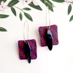 Red & Navy Tile Hoops By Icha Cantero Handmade Jewelry