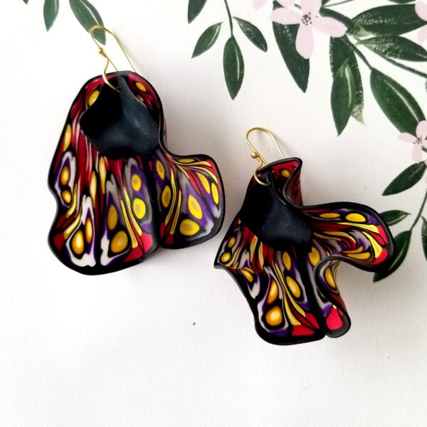 Large Black Butterfly Dangle Earrings