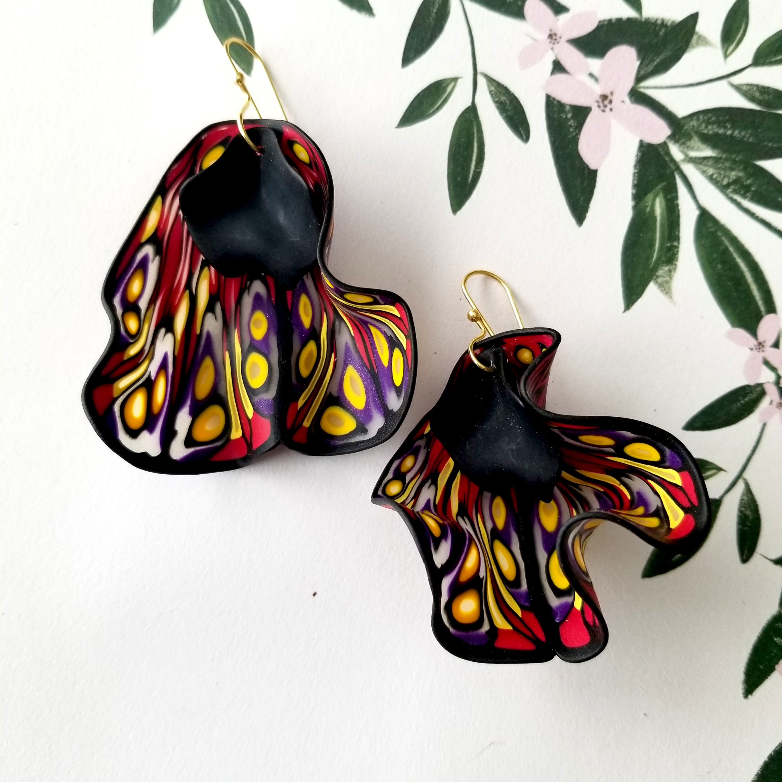 Large Black Butterfly Dangles By Icha Cantero Handmade Jewelry