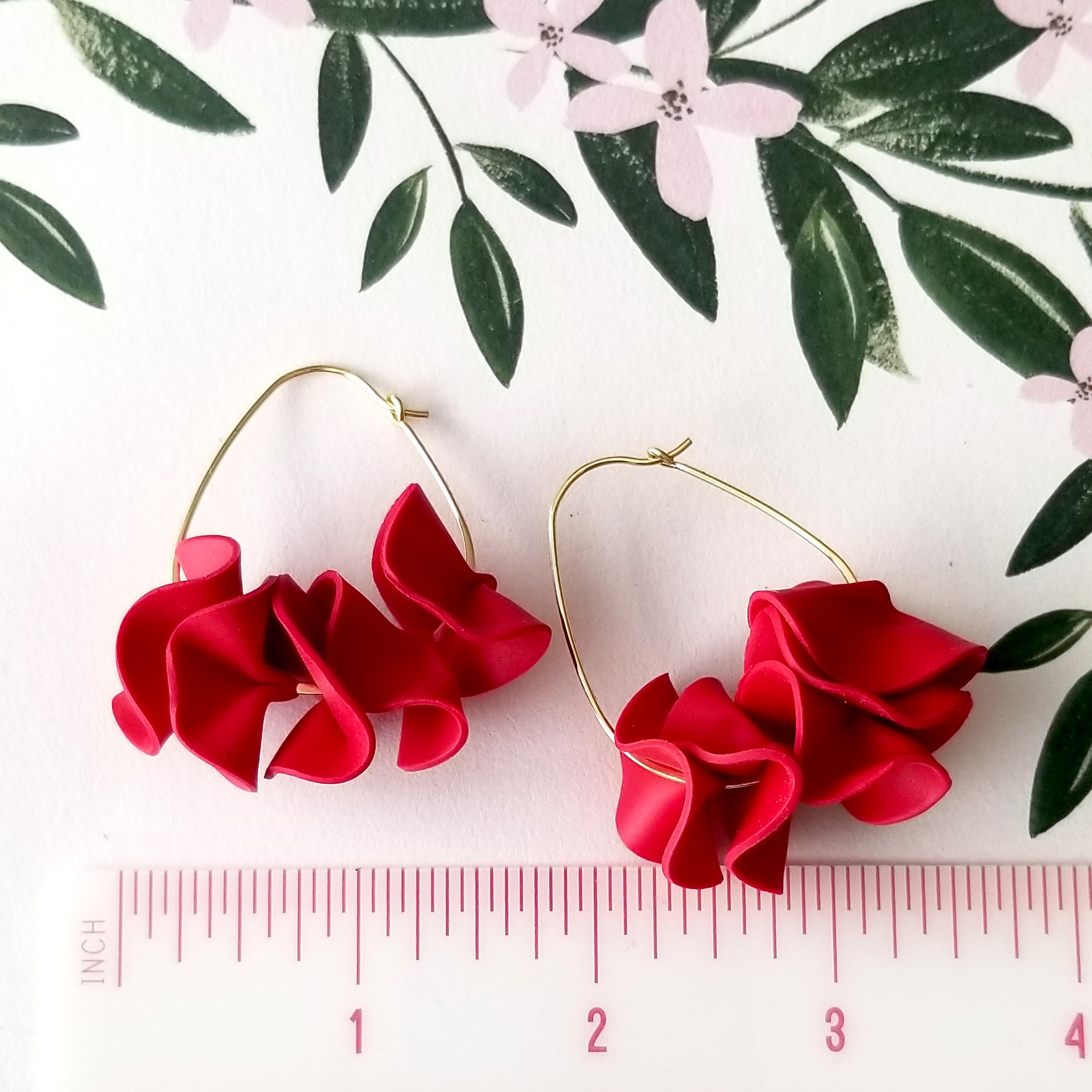 polymer clay earring-red