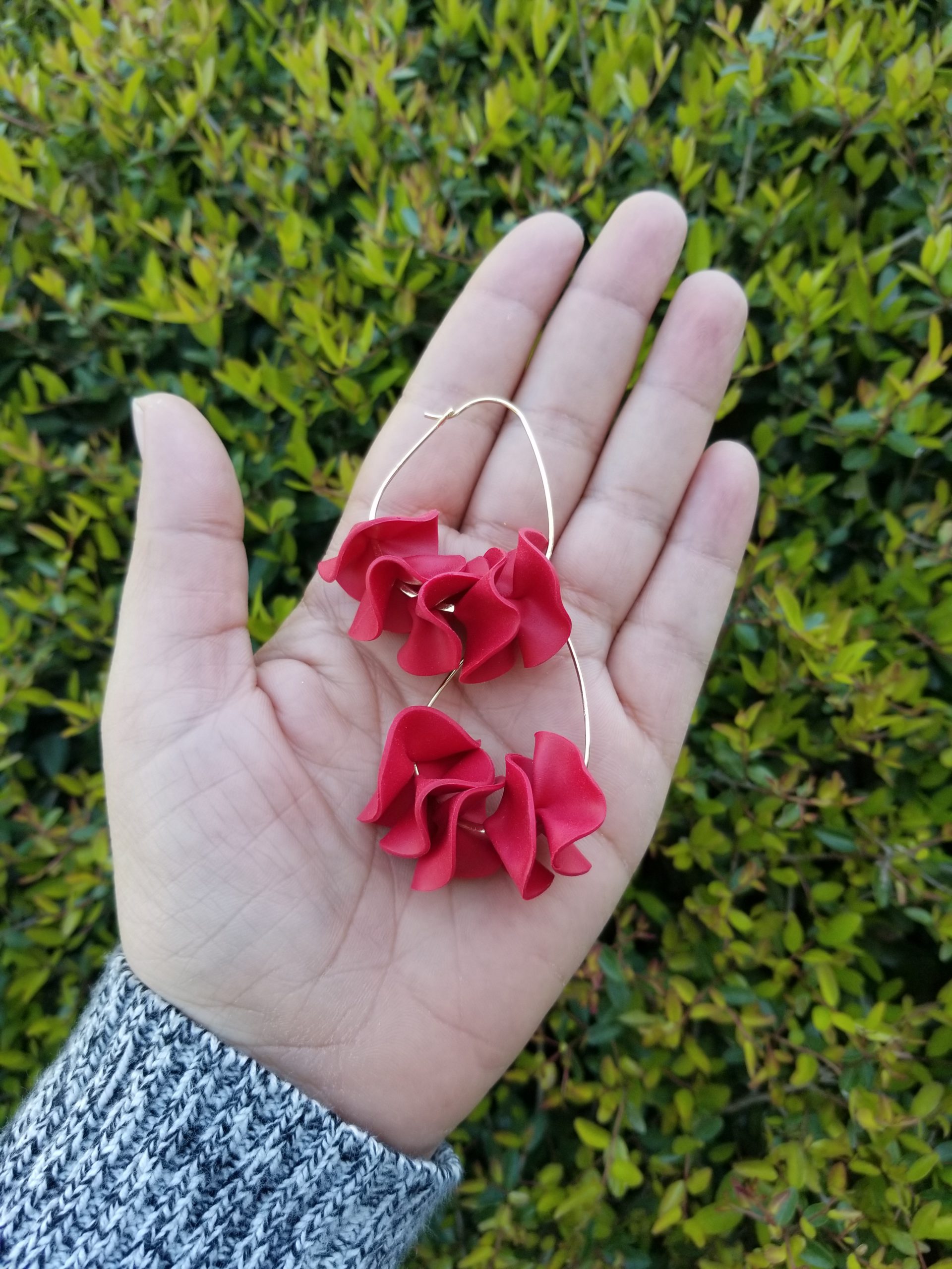polymer clay earring-red