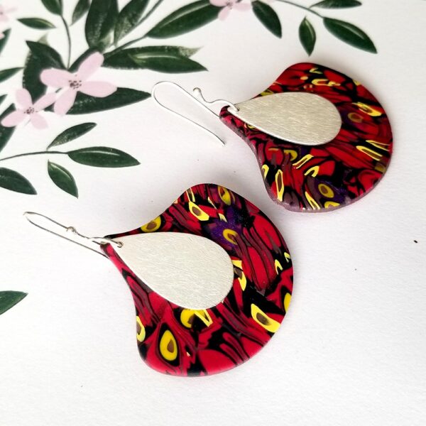 Pear Dangles By Icha Cantero Handmade Jewelry red and yellow
