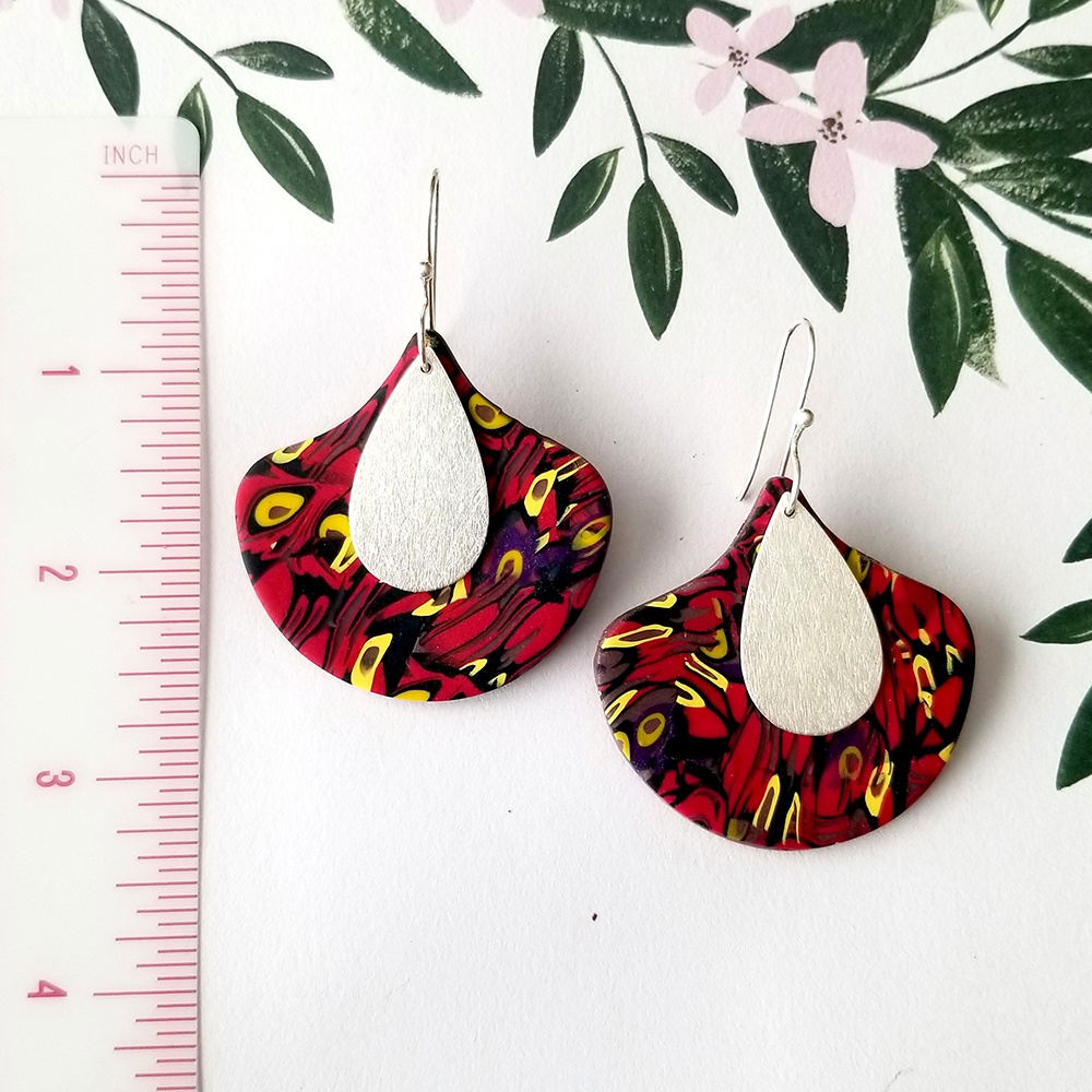Pear Dangles By Icha Cantero Handmade Jewelry red and yellow