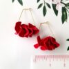 Boxy Flamenco Ruffle Hoop Earrings - red