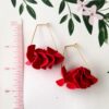 Boxy Flamenco Ruffle Hoop Earrings - red