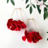 Boxy Flamenco Ruffle Hoop Earrings - red