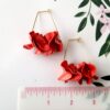 Boxy Flamenco Ruffle Hoop Earrings - brown