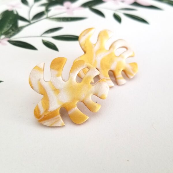 Golden Monstera Stud By Icha Cantero Handmade Jewelry