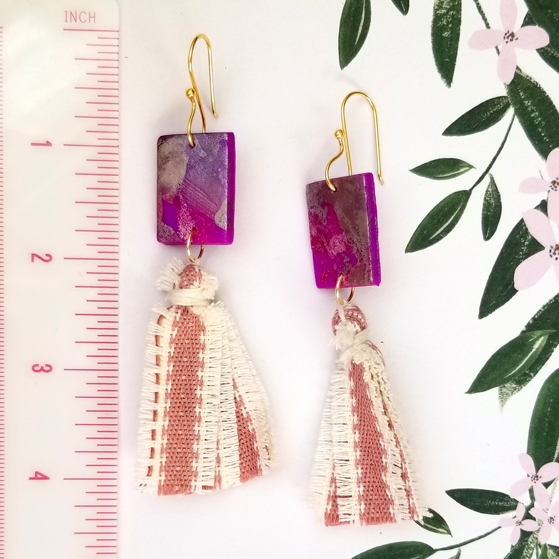 Purple Tassel Drop Earrings