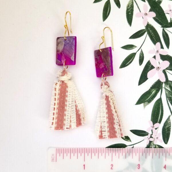 Purple Tassel Drop Earrings