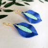 Blue and Teal Leaf Dangles By Icha Cantero Handmade Jewelry - Image 2