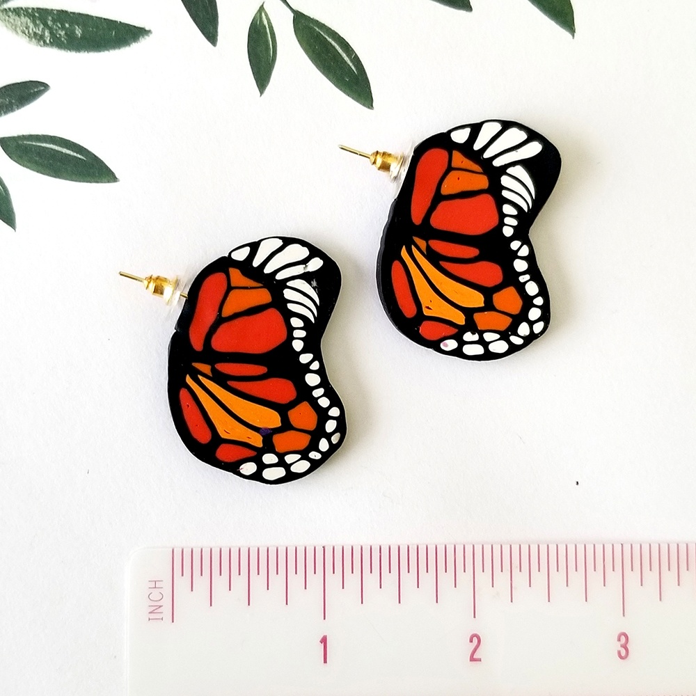 Orange Monarch Stud Earrings