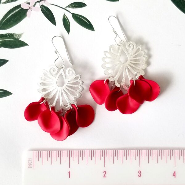 Red Petal Dangle Earrings