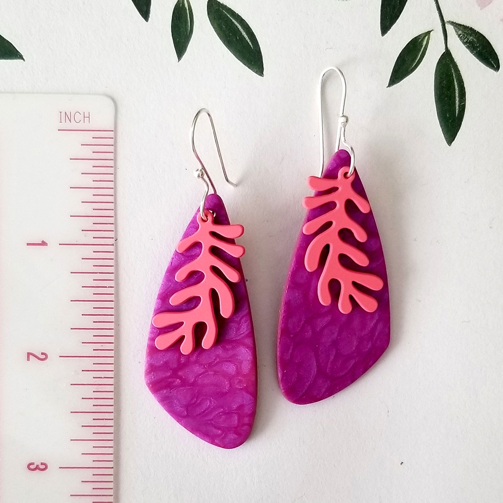 Purple Coral Dangles By Icha Cantero Handmade Jewelry