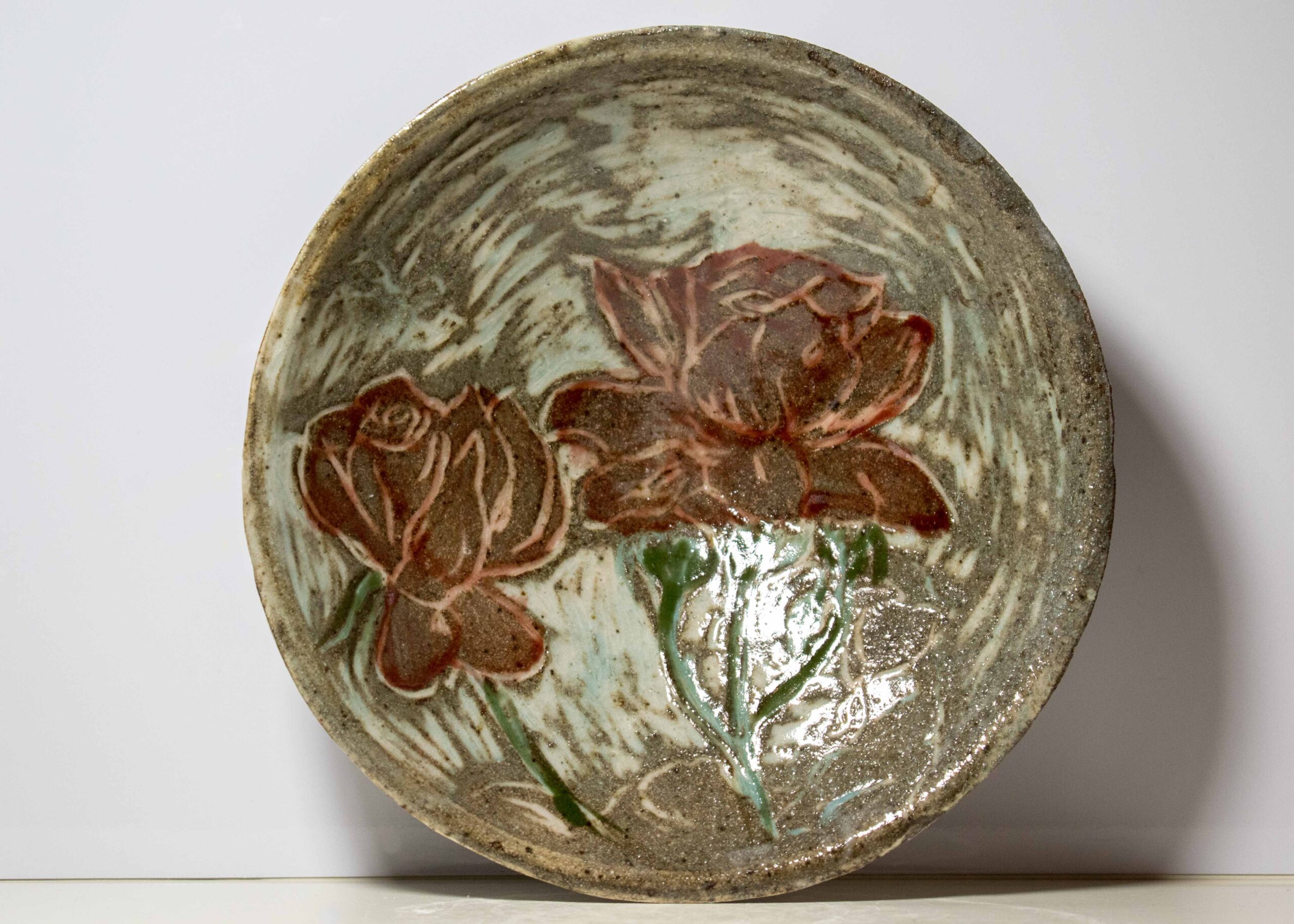 Rose Relief Flat Bowl by Neena Plant Pottery