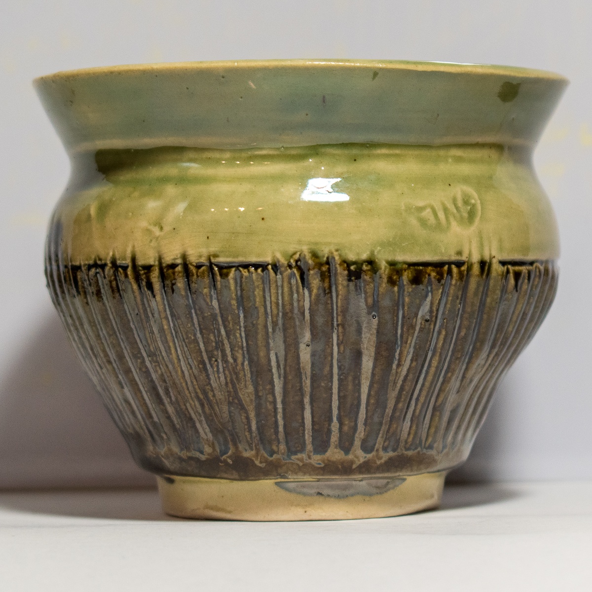Green Textured Bowl by Neena Plant Pottery