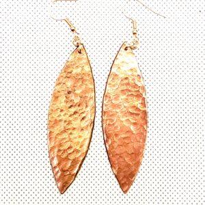 Copper Willow Hammered Earrings large by J Paul Copper Creations