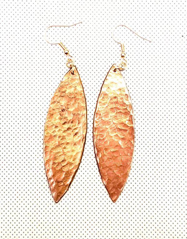 Copper Willow Hammered Earrings large by J Paul Copper Creations