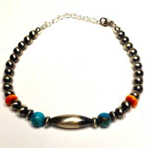 Southwestern Turquoise and Spiny Oyster Shell Bracelet by J Paul Copper Creations