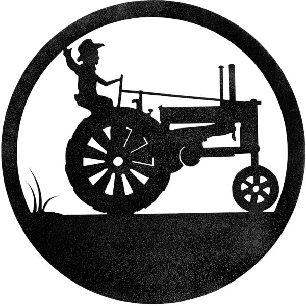 Tractor Circle by Dugout Creek Designs metal art in black
