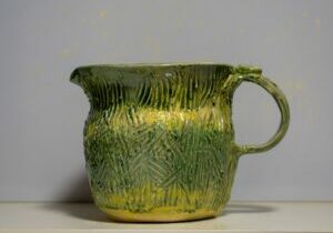 Green Textured Pitcher by Neena Plant Pottery