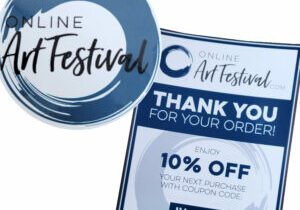 Online-art-festival-sticker-flyer-set