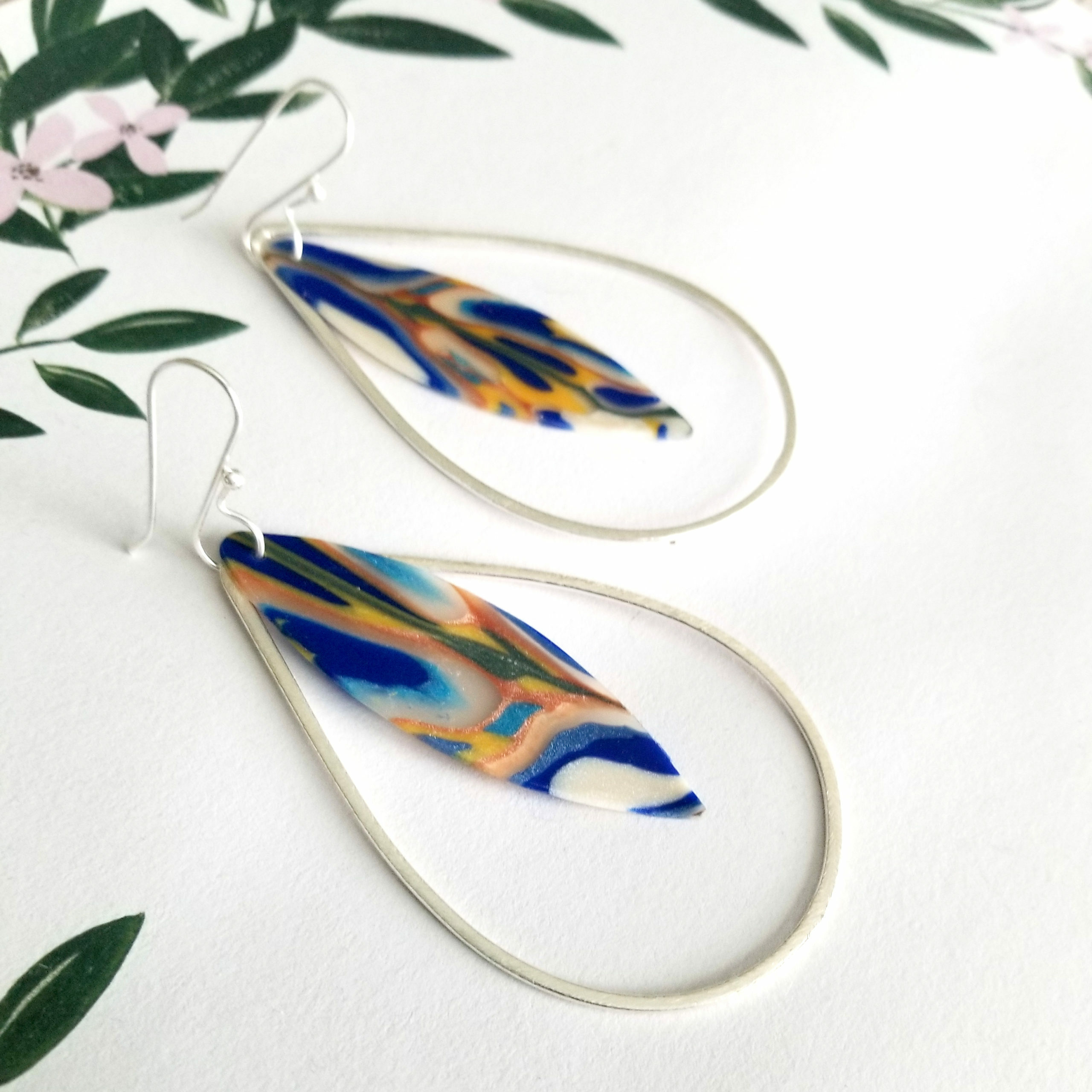 Peacock Teardrop Dangles - Large By Icha Cantero Handmade Jewelry