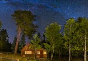 Pleasant Valley Cabin Starry Night by Byron Neslen Photography